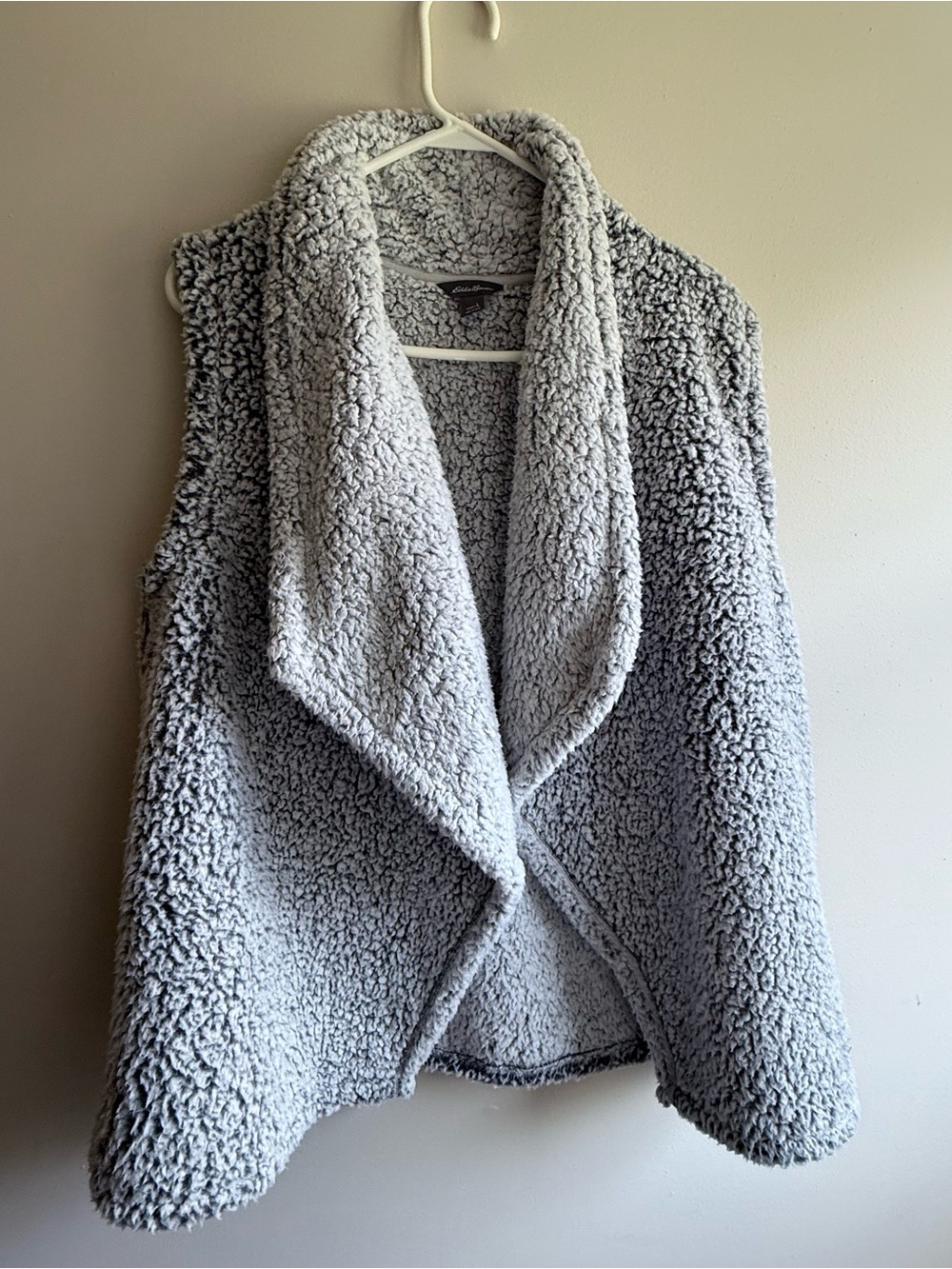 Eddie Bauer Light Gray Sherpa Shawl-Collar Vest
